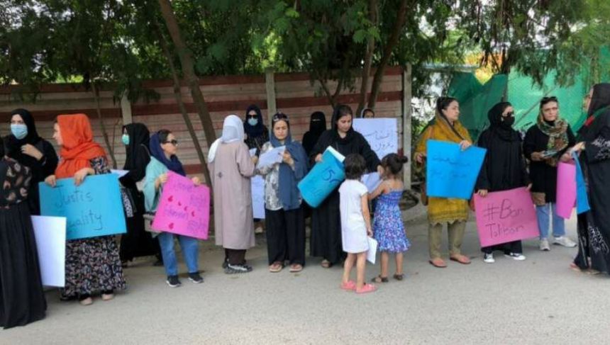Demonstration of Afghanistani Women Against the Taliban Group in Pakistan