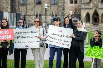 Protest of Afghanistani Women in Canada Against the Taliban Group's Restrictions on Women