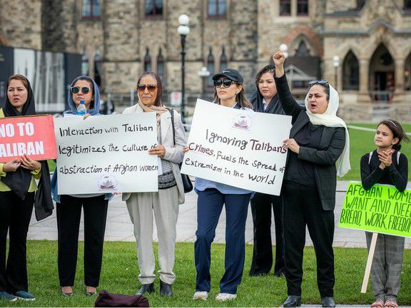 Protest of Afghanistani Women in Canada Against the Taliban Group's Restrictions on Women