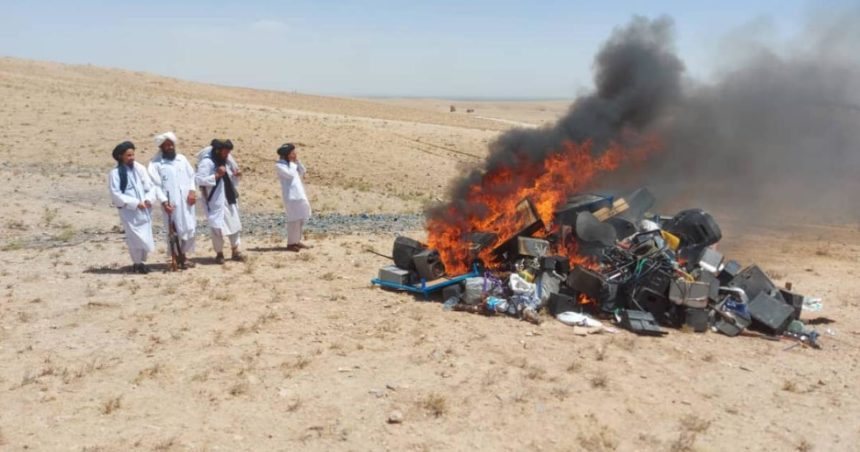 Taliban group burns musical instruments in Helmand province