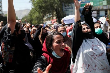 Protester women call the world not to forget women and girls in Afghanistan